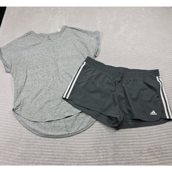 adidas Tops - Adidas Shorts & Shirt Womens XL Gray Short Sleeve Climalite